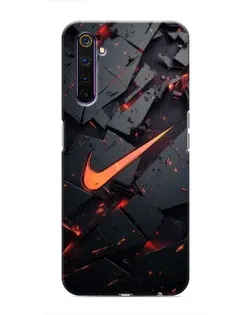 Чехол для Realme 6 Pro с картинкой «Nike — эффект разломов»