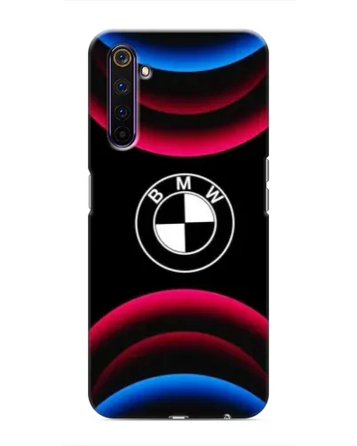 Чехол для Realme 6 Pro с картинкой «Логотип BMW и неоновые дуги»