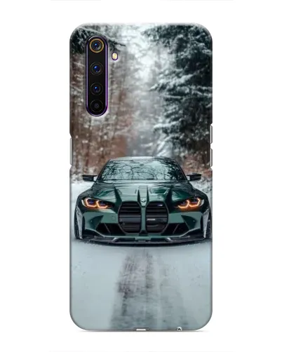 Чехол для Realme 6 Pro с картинкой «BMW в зимнем лесу»