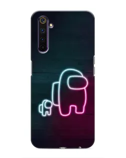 Чехол для Realme 6 Pro с картинкой «Among Us неон-арт»