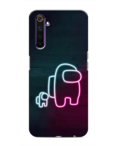 Чехол для Realme 6 Pro с картинкой «Among Us неон-арт»