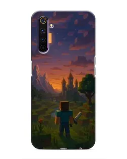 Чехол для Realme 6 Pro с картинкой «Стив у башни»