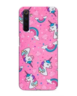 Чехол для Realme 6 Pro с картинкой «Unicorn паттерн розовый»