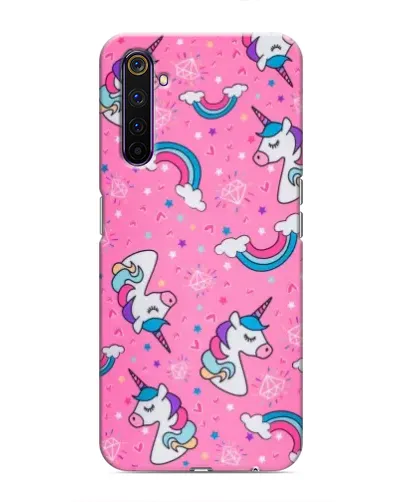 Чехол для Realme 6 Pro с картинкой «Unicorn паттерн розовый»