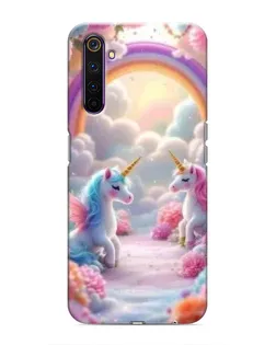 Чехол для Realme 6 Pro с картинкой «Радуга и единороги»