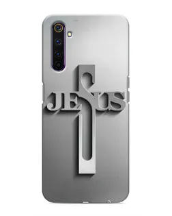 Чехол для Realme 6 Pro с картинкой «Металлический крест Jesus»