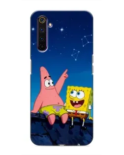 Чехол для Realme 6 Pro с картинкой «Губка Боб и Патрик ночью»