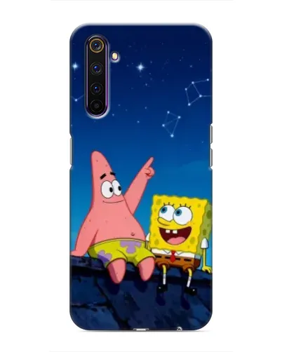 Чехол для Realme 6 Pro с картинкой «Губка Боб и Патрик ночью»