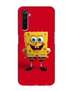 Чехол для Realme 6 Pro с картинкой «Спанч Боб на красном»