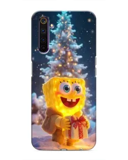 Чехол для Realme 6 Pro с картинкой «Рождественский Спанч Боб»