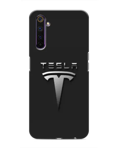 Чехол для Realme 6 Pro с картинкой «Стальной логотип Tesla»