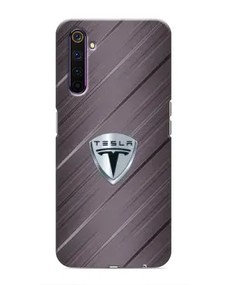 Чехол для Realme 6 Pro с картинкой «Металлическая текстура Tesla»