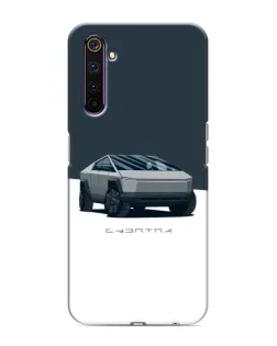 Чехол для Realme 6 Pro с картинкой «Серебристый Cybertruck Tesla»