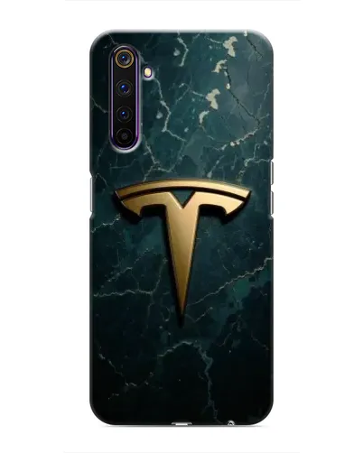 Чехол для Realme 6 Pro с картинкой «Мраморная Tesla Gold»