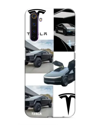 Чехол для Realme 6 Pro с картинкой «Коллаж Cybertruck Tesla»