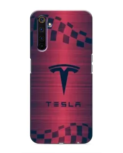 Чехол для Realme 6 Pro с картинкой «Тесла красный карбон»