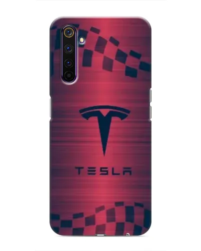 Чехол для Realme 6 Pro с картинкой «Тесла красный карбон»