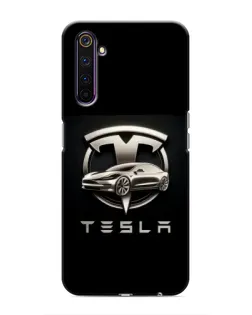 Чехол для Realme 6 Pro с картинкой «Tesla — серебристое авто»