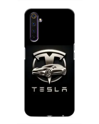 Чехол для Realme 6 Pro с картинкой «Tesla — серебристое авто»