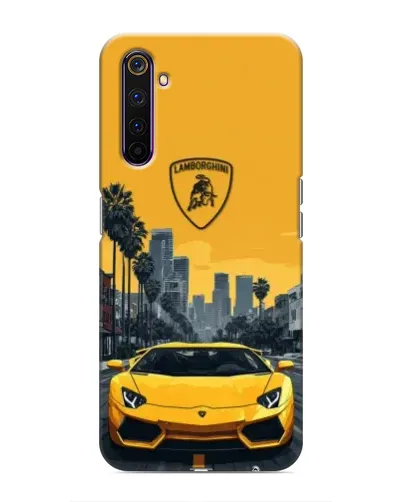 Чохол для Realme 6 Pro з картинкою «Жовтий Lamborghini місто»