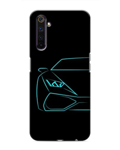 Чохол для Realme 6 Pro з картинкою «Блакитний силует Lamborghini»