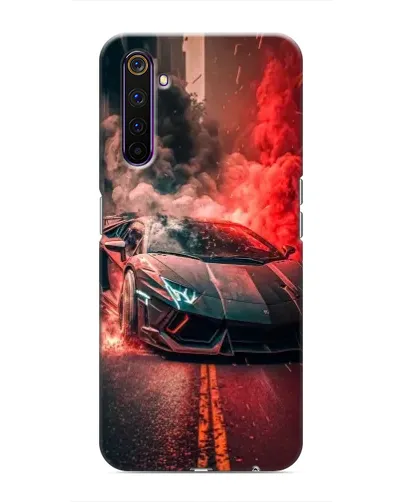 Чохол для Realme 6 Pro з картинкою «Lamborghini червоний дим»