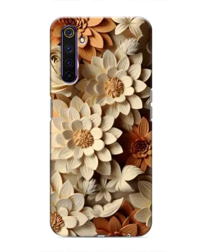 Чехол для Realme 6 Pro с картинкой «Бежевый флористический декор»