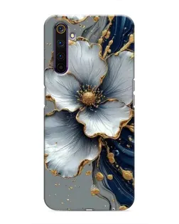 Чехол для Realme 6 Pro с картинкой «Белый цветок и золотой флюид»