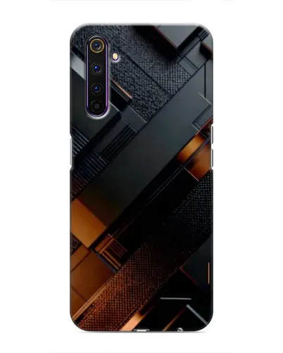 Чехол для Realme 6 Pro с картинкой «Черные геометрические блоки»