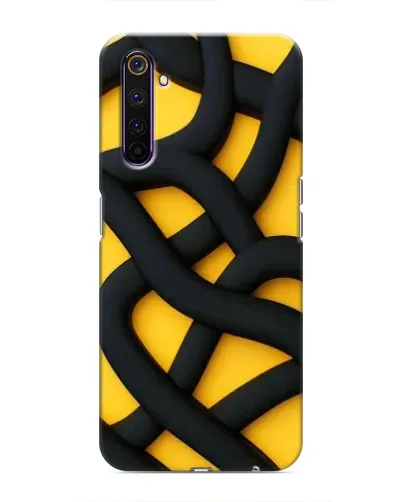 Чехол для Realme 6 Pro с картинкой «Черное желтое переплетение»