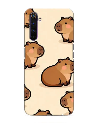 Чехол для Realme 6 Pro с картинкой «Паттерн милых капибар»