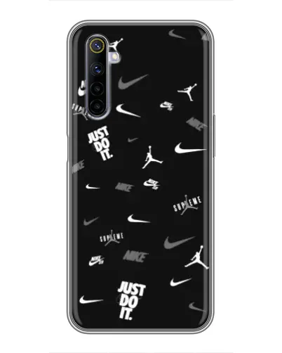 Чехол для Realme 6 с картинкой «Nike Black Pattern»