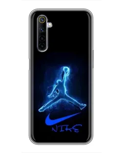 Чехол для Realme 6 с картинкой «Jordan Neon Blue»