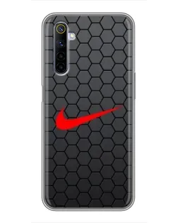 Чехол для Realme 6 с картинкой «Nike — карбоновая сетка»