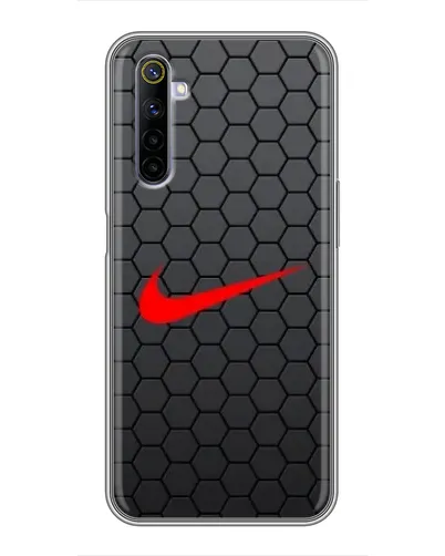 Чехол для Realme 6 с картинкой «Nike — карбоновая сетка»
