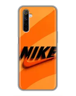 Чехол для Realme 6 с картинкой «Оранжевый драйв Nike»