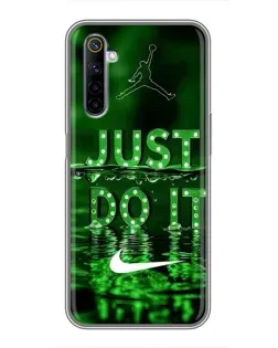 Чехол для Realme 6 с картинкой «Зеленый неоновый Nike»