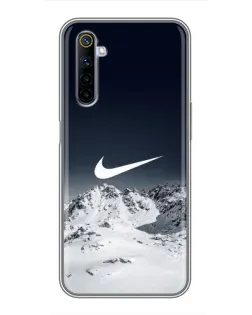 Чехол для Realme 6 с картинкой «Nike — зимние горы»