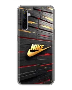 Чехол для Realme 6 с картинкой «Золотой Nike на металле»
