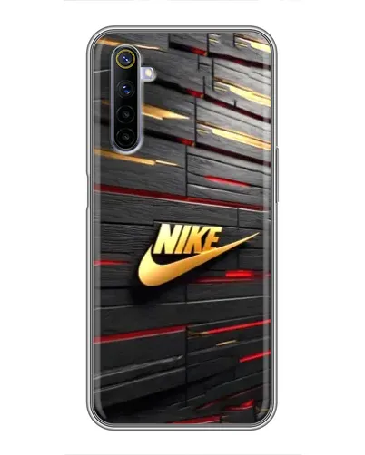 Чехол для Realme 6 с картинкой «Золотой Nike на металле»