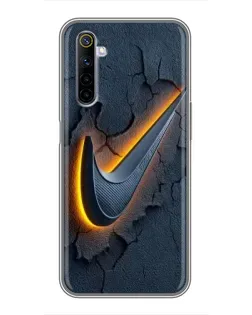 Чехол для Realme 6 с картинкой «Объемный логотип Найк»