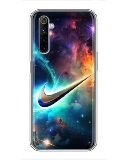 Чехол для Realme 6 с картинкой «Космический Nike Swoosh»