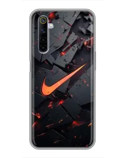 Чехол для Realme 6 с картинкой «Nike — эффект разломов»