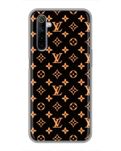 Чехол для Realme 6 с картинкой «Золотая монограмма LV»