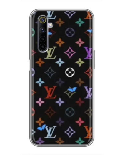 Чехол для Realme 6 с картинкой «Цветная монограмма LV»