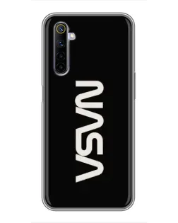 Чехол для Realme 6 с картинкой «NASA — вертикальный логотип»