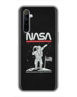 Чехол для Realme 6 с картинкой «NASA — шагаем по Луне»