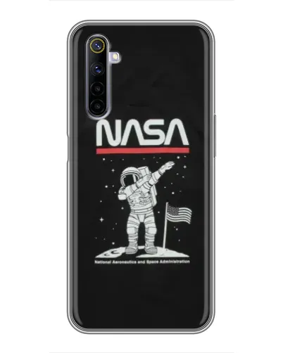Чехол для Realme 6 с картинкой «NASA — шагаем по Луне»