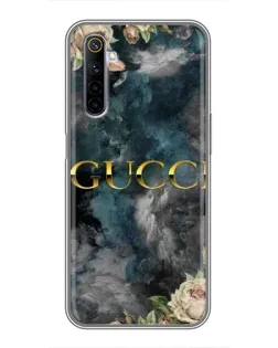 Чехол для Realme 6 с картинкой «Абстрактные цветы Gucci»