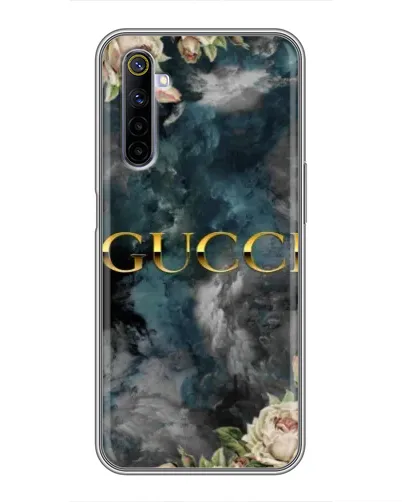 Чехол для Realme 6 с картинкой «Абстрактные цветы Gucci»